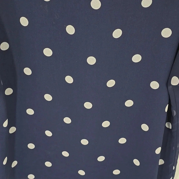 {Banana Republic} Women's Navy Blue White Polka Dot Blouse - Size Medium - Picture 8 of 11